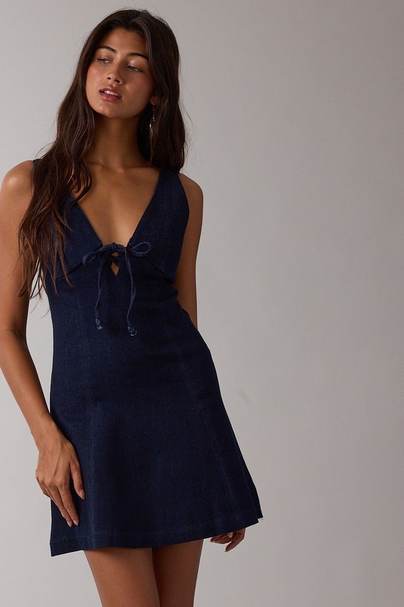 Tessa Tie Front Denim Dress