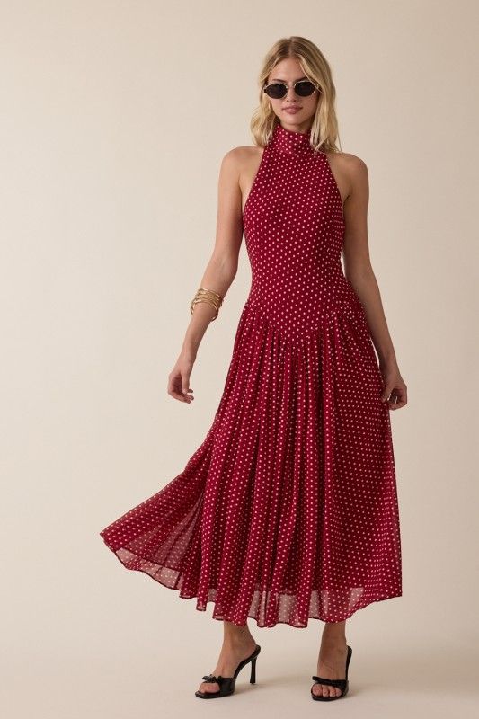 Silky Dot Maxi-Red
