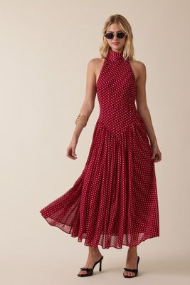 Silky Dot Maxi-Red