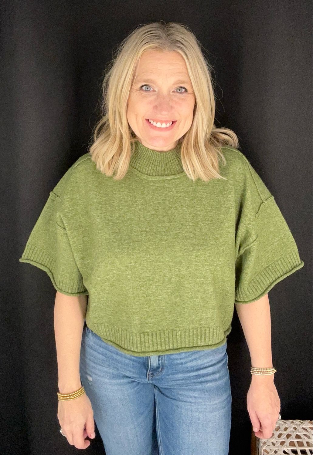 Marli Mock Neck-Avocado