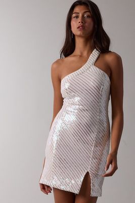 Ella Sequin One Shoulder-Wht