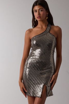 Ella Sequin One Shoulder-Blk