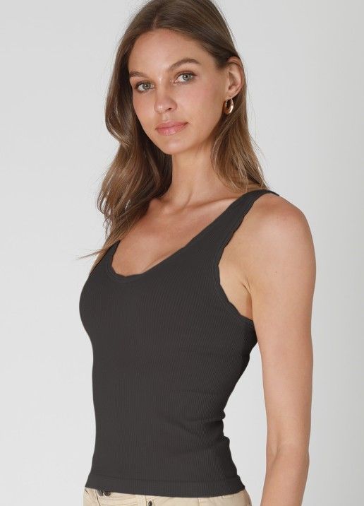Reversible Scallop Tank-Blk