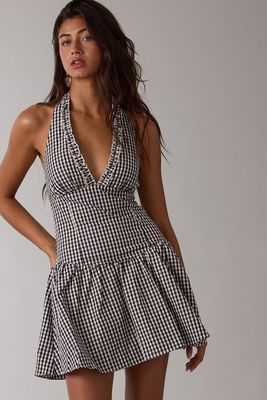Check Her Out Halter Dress-Navy