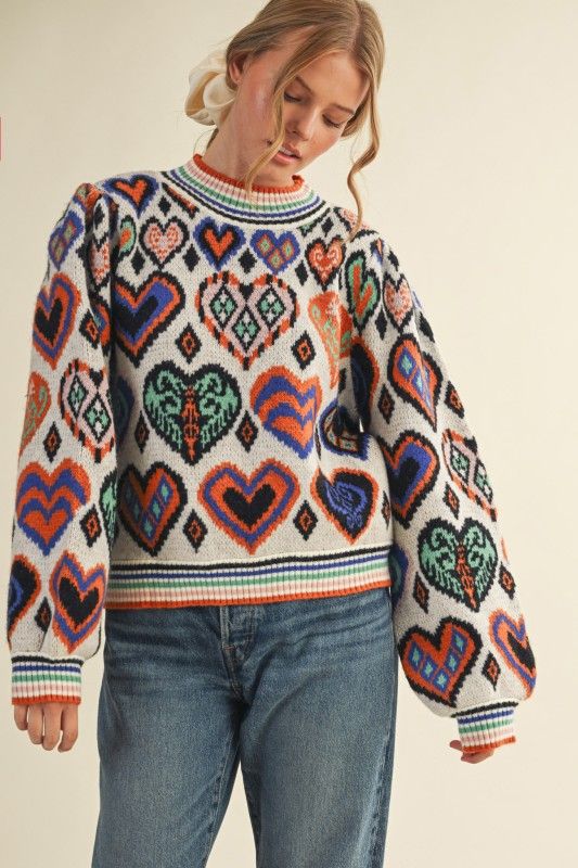 Artsy Heart Sweater-Ivory