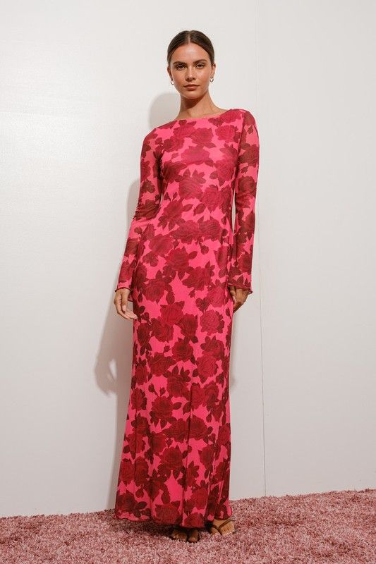 Floral Bell Sleeve Maxi Dress