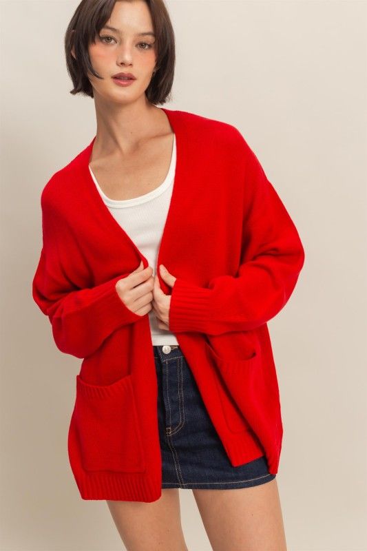 Oversized Cardi-Red