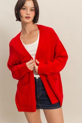 Oversized Cardi-Red