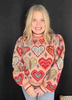 Artsy Heart Sweater-Pink