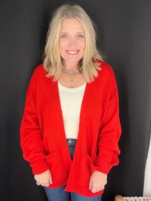 Oversized Cardi-Red