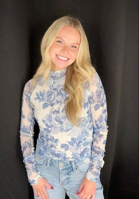 Cream Floral Mesh Top