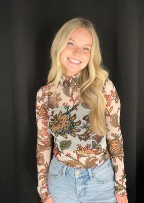 Paisley Sheer Top-Green