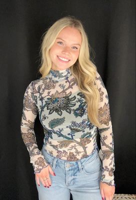 Paisley Sheer Top-Blue