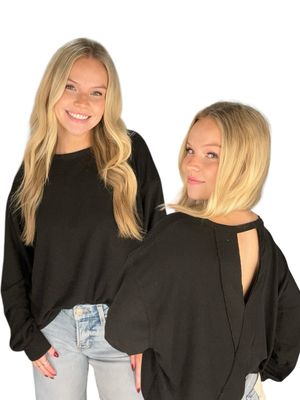 Tessa Open Back Top-Black
