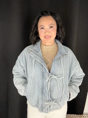 Quilted Denim Jacket-Lt