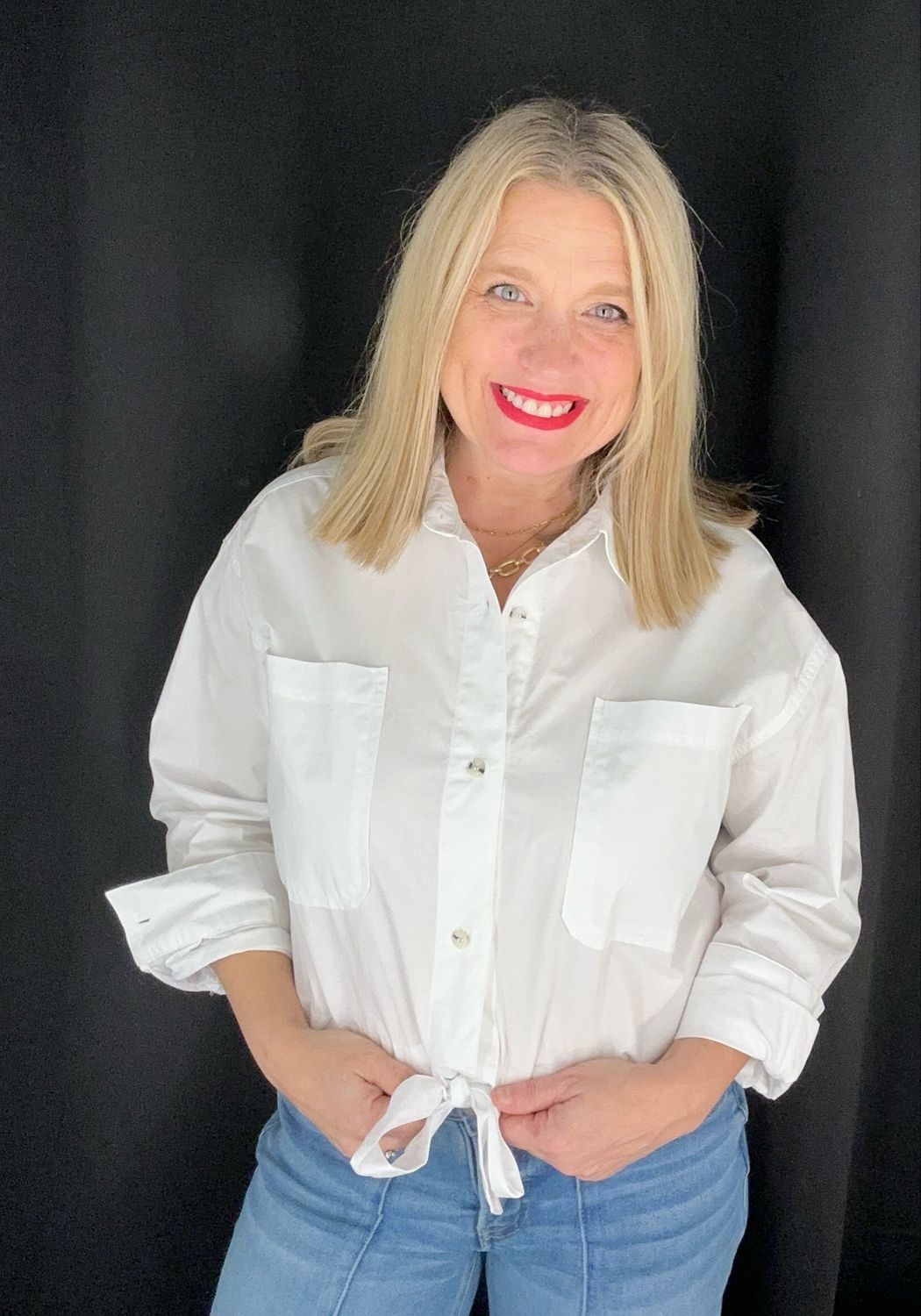 Cinched Waist Woven-Wht