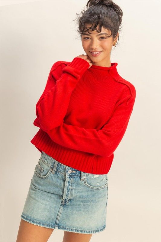 Mocking Bird Sweater-Red