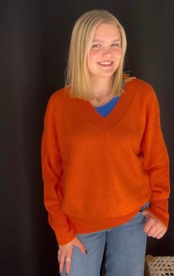 Relaxed Slouchy Sweater-Orange