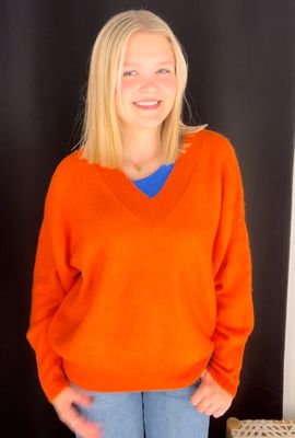 Relaxed Slouchy Sweater-Orange