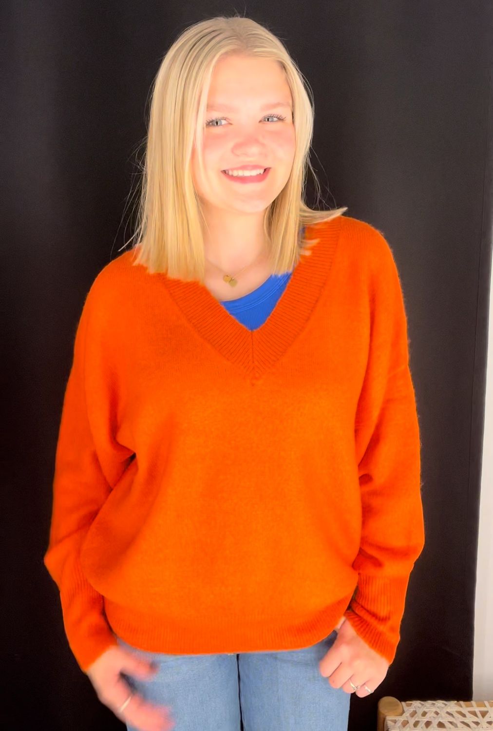 Relaxed Slouchy Sweater-Orange