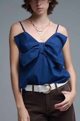 Navy Bow Top