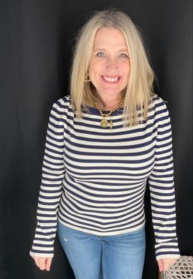 Jami Stripe Sweater-Navy