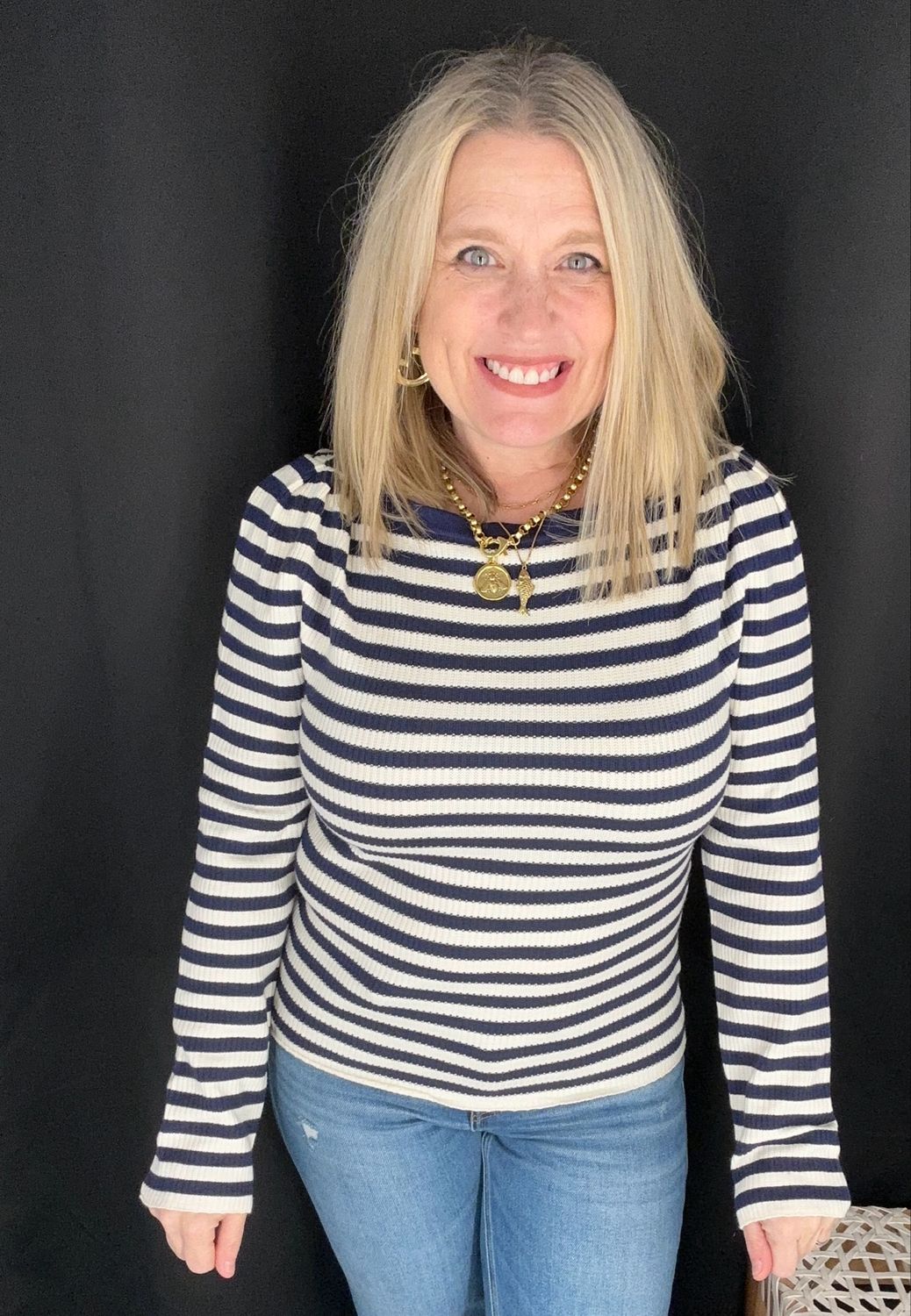Jami Stripe Sweater-Navy