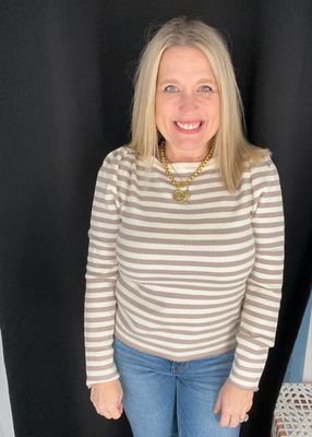 Jami Stripe Sweater-Tan