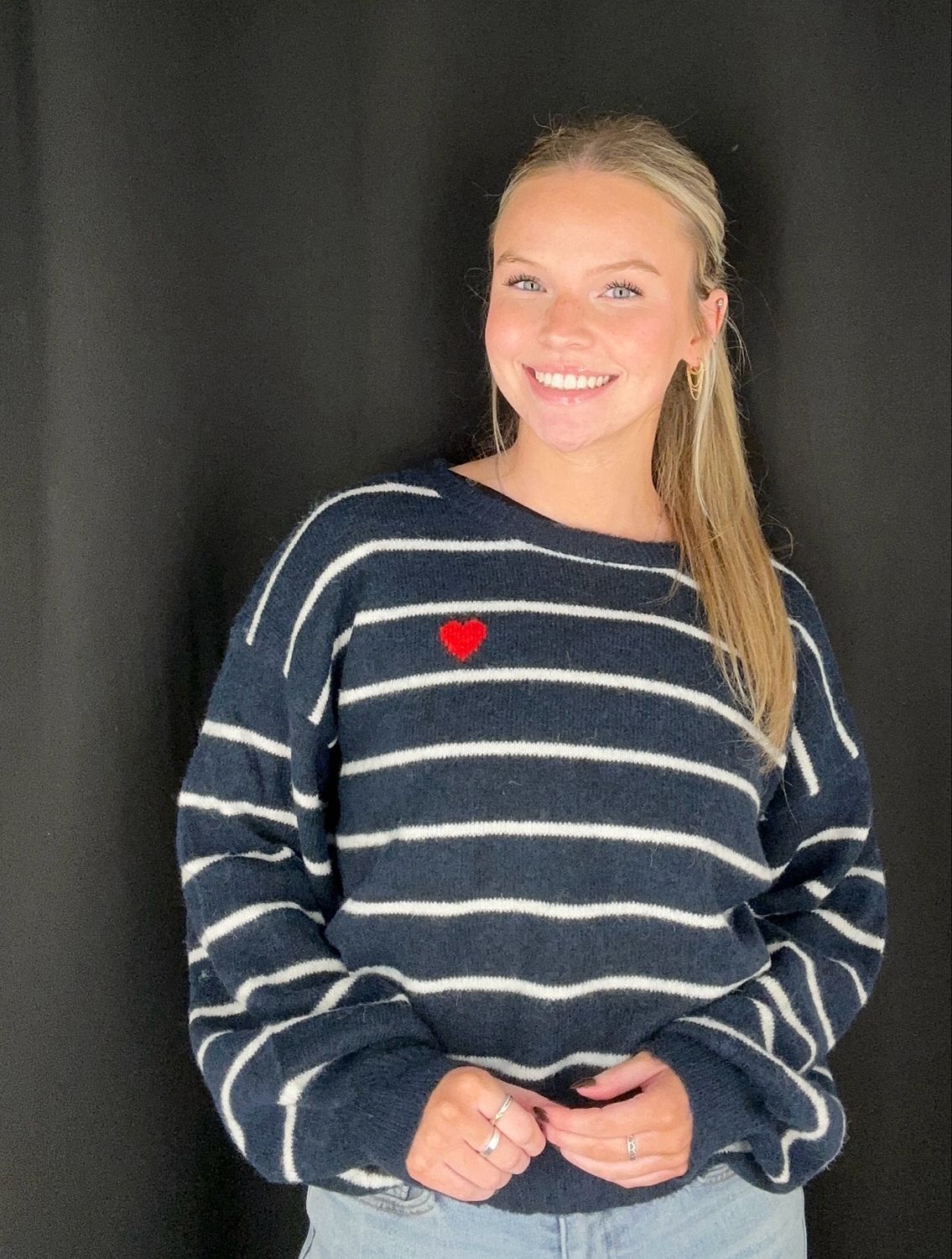 Jules Stripe Sweater-Navy