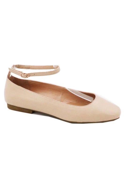 Ankle Strap Ballet Flat-Nude