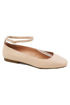 Ankle Strap Ballet Flat-Nude