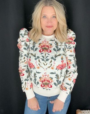 Floral Quilted Puff Sleeve Top