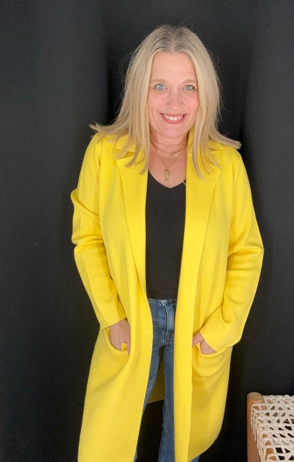 Oversized Maxi Cardi-Yellow