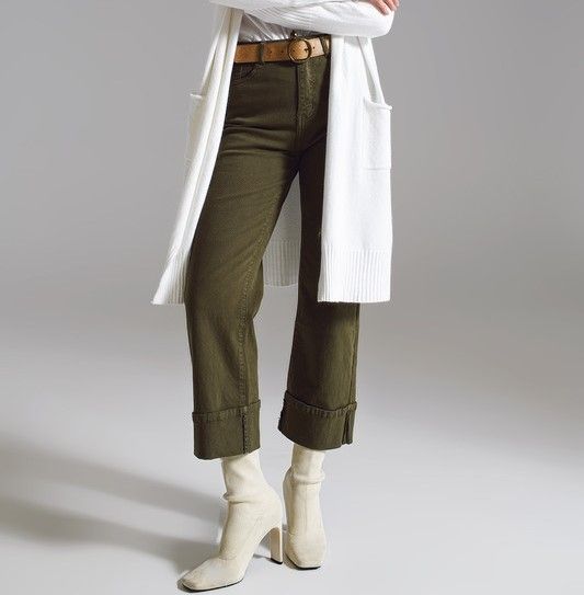 Dk Green Cuffed Jean