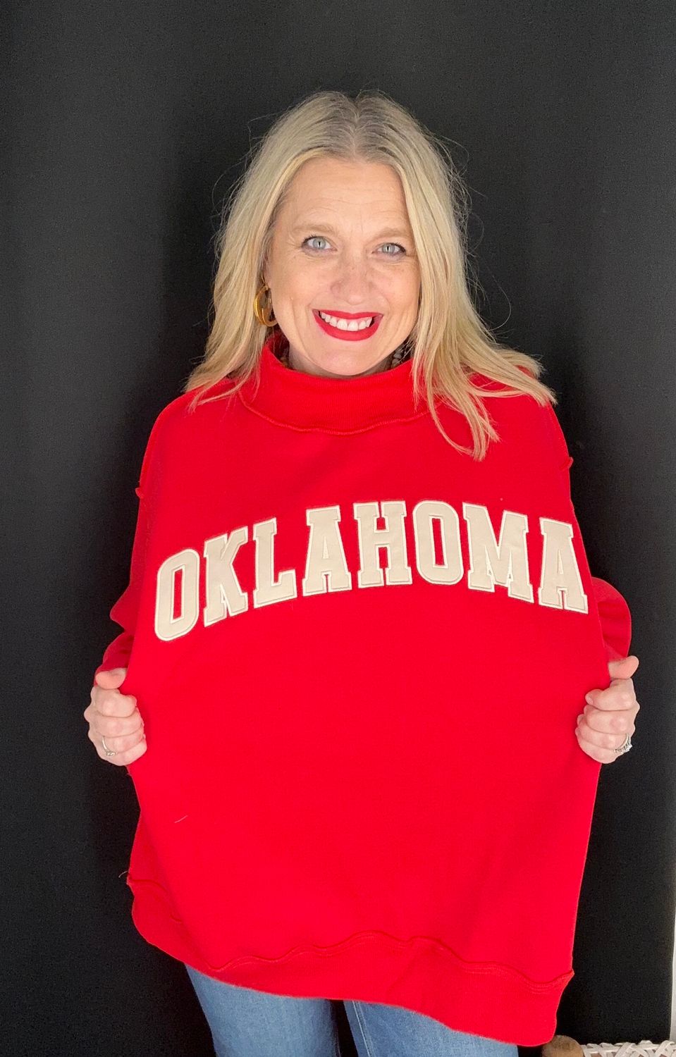 Oklahoma Applique Mock Neck