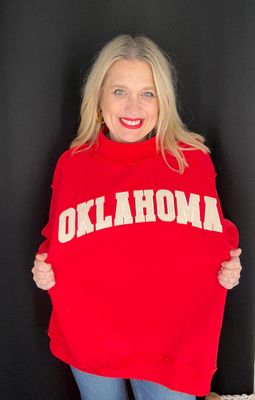 Oklahoma Applique Mock Neck