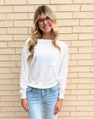 Jacey Pocket Sweater-Ivory
