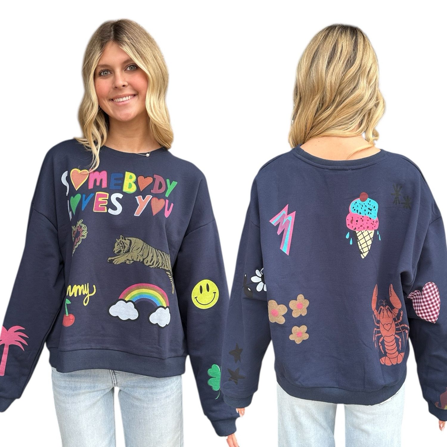 Graffiti Pullover-Nvy