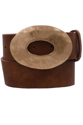 Oval Buckle Belt-Brown
