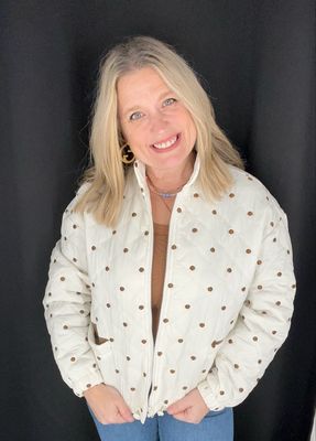 Quilted Dotty Jacket-Tan