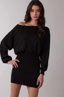 Syd Off Shoulder Sweater Dress-Blk