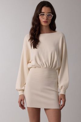 Syd Off Shoulder Sweater Dress-Cream