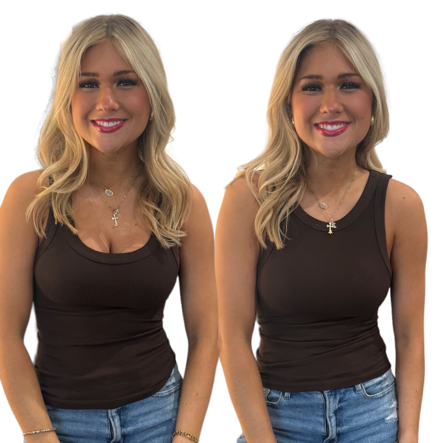 Two Way Long Tank-Dk Choc