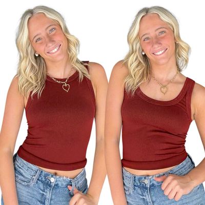 Vintage Wash 2 Way Tank-Wine