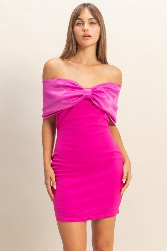 Pinky Bow Mini Dress