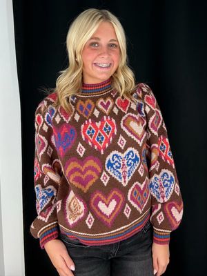 Artsy Heart Sweater-Ibrown