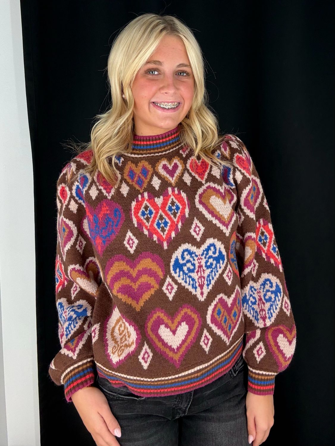 Artsy Heart Sweater-Ibrown