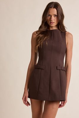 Layne Bow Dress-Brn
