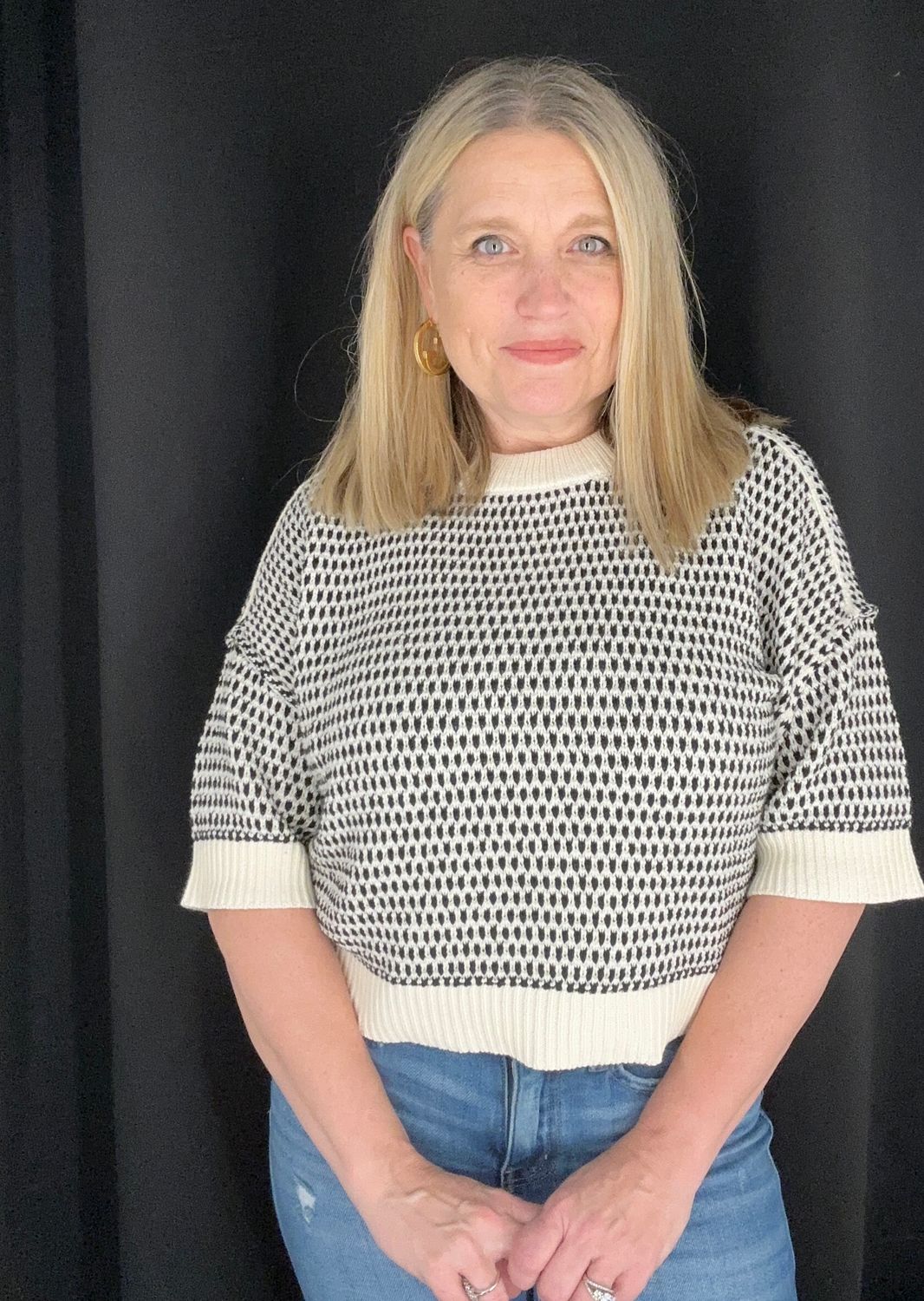 Birdseye Short Sleeve Sweater