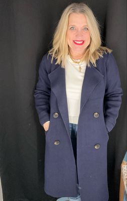 Double Breasted Duster-Navy